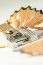 Pencil sharpner at work Royalty Free Stock Photo