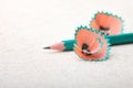 Pencil with pencil shavings