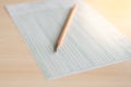 Pencil and sheet in exercise at school test room Royalty Free Stock Photo