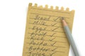 Pencil and shopping list Royalty Free Stock Photo