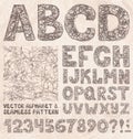 Pencil Sketch Alphabet and Numbers. Hand drawing vector set