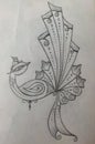 Pencil sketch creative design of peacock with freehand art style.