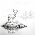 Psychological Phenomena: A Charming Deer Illustration With Glimmering Reflection