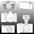 The pencil sketch of DSLR and Camera