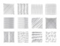 Pencil sketch line. Pen scribble effects. Doodle freehand sketchy clipart. Messy hand drawn monochrome pattern. Square shapes with Royalty Free Stock Photo