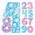 Pencil Sketch Numbers. Hand drawing vector set Royalty Free Stock Photo