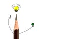 Pencil smiling and light bulb. The concept have idea is