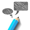 Pencil with speech bubbles Royalty Free Stock Photo