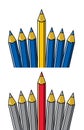 Pencil standing out from others, vector Royalty Free Stock Photo