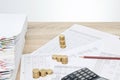 Pencil and step pile of gold coins business concept successful Royalty Free Stock Photo