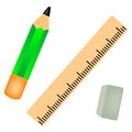 Pencil with straightedge Royalty Free Stock Photo