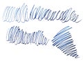 Pencil stroke of curl, blue line bitmap.Grunge texture. Graphical chaotic line. Linear creative messy stroke