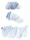 Pencil stroke of curl, blue line bitmap.Grunge texture. Graphical chaotic line. Linear creative messy stroke