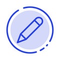 Pencil, Study, School, Write Blue Dotted Line Line Icon