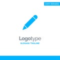 Pencil, Study, School, Write Blue Solid Logo Template. Place for Tagline