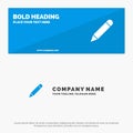 Pencil, Study, School, Write SOlid Icon Website Banner and Business Logo Template