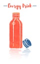 Pencil and textured style orange vector illustration of a small bottle of vitamins energy drink Royalty Free Stock Photo