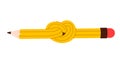 Pencil tied in knot. School and office supplies. Royalty Free Stock Photo