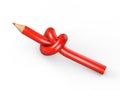 Pencil tied in a knot on a white background Royalty Free Stock Photo