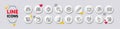 Pencil, Touchscreen gesture and Web inventory line icons. For web app, printing. White buttons 3d icons. Vector