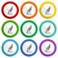 Pencil vector icons, set of colorful flat design buttons for webdesign and mobile applications