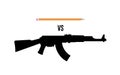 Pencil vs gun vector