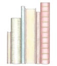 Pencil and watercolor drawing with stack of several standing books Royalty Free Stock Photo