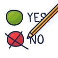 A pencil which marks the option no. A hand-drawn doodle illustration that displays a bad decision or a negative choice Royalty Free Stock Photo