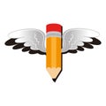 Pencil with wings icon