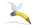 Pencil with wings and shadow