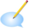 Pencil and word balloon on white background Royalty Free Stock Photo