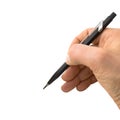 Closeup of pencil writing on a perfect blank area..Easy selection Royalty Free Stock Photo