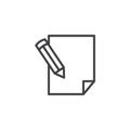 Pencil writing on paper sheet line icon