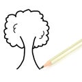Pencil writing tree isolated on white background