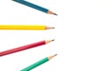 Pencil yellow, red, blue, greenisolated white background