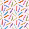 Cute pastel colored pencils seamless pattern background. Royalty Free Stock Photo