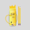 Yellow pencil box with \