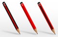 three HB lead pencils on a white background. Red coloured pencils Royalty Free Stock Photo