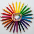 The pencils are aligned by color from red to purple, forming a gradient Royalty Free Stock Photo