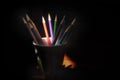 Pencils on black background, Royalty Free Stock Photo