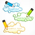 Pencils and cloud speech bubbles. Text Royalty Free Stock Photo