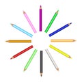 12 Pencils color, rotation in differnce degree Royalty Free Stock Photo