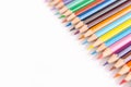 Pencils colorful set, wooden colored pencils isolated on white background, copy space Royalty Free Stock Photo