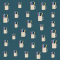 Pencils in cup office pattern background Royalty Free Stock Photo