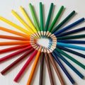 The pencils are evenly spaced with their tips pointing inward Royalty Free Stock Photo