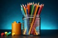 Pencils in holder, back to school concept