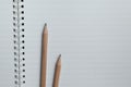 Pencils On The Lined Paper of Wirebound Notebook. Royalty Free Stock Photo