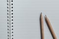 Pencils On The Lined Paper of Wirebound Notebook. Royalty Free Stock Photo
