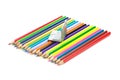 Pencils and miniature laptop Royalty Free Stock Photo