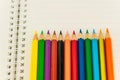 Pencils on note book Royalty Free Stock Photo